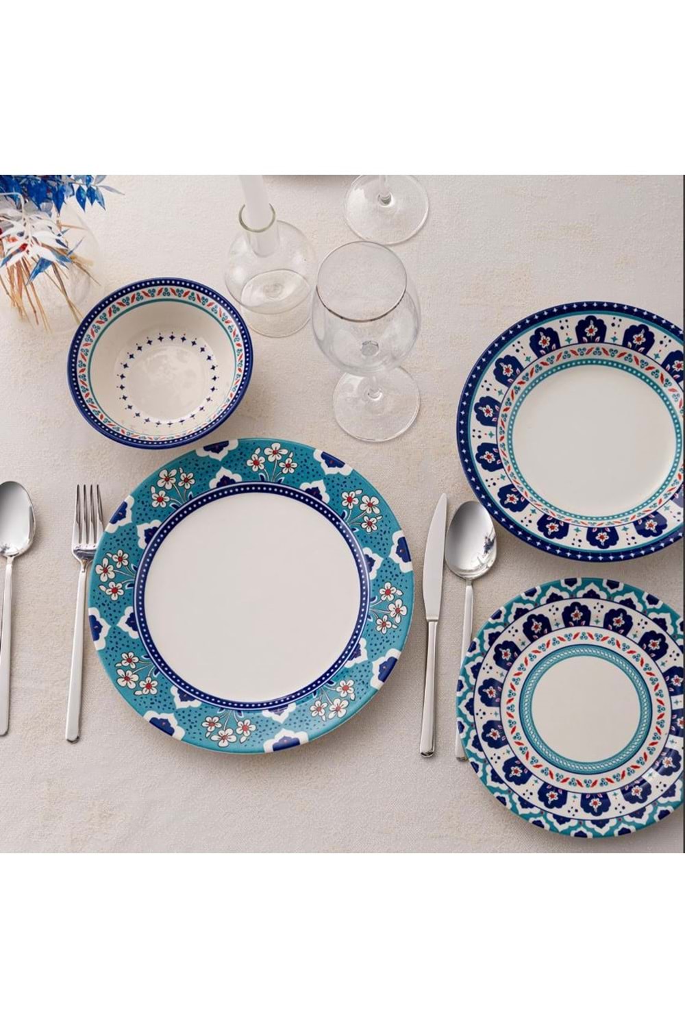 İSTANBUL PORSELEN ŞEMS 24 PARÇA YEMEK TAKIMI