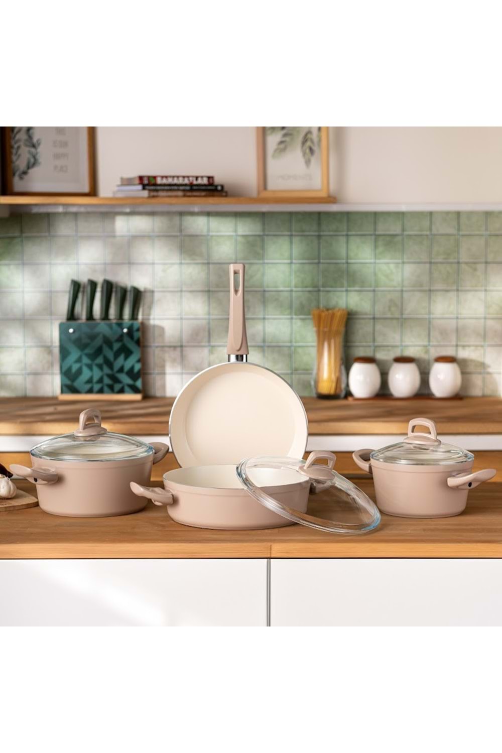 EMSAN CRYSTAL TENCERE SETİ 7 PARÇA ,ROSE