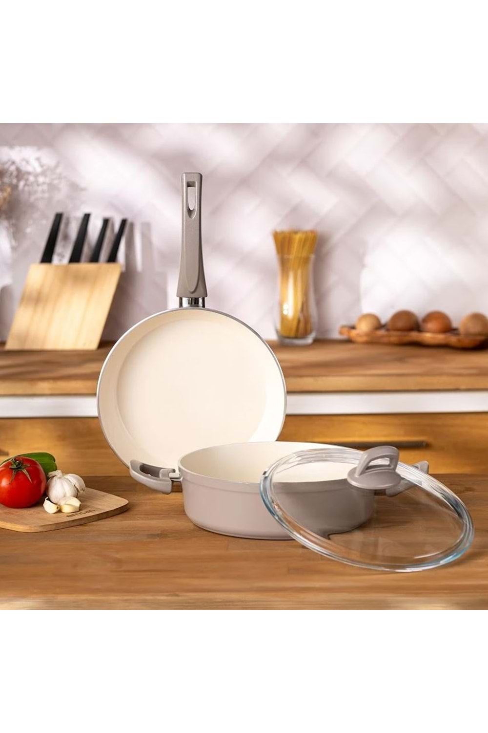 EMSAN CRYSTAL TAVA SETİ 3 PRÇ, BEJ