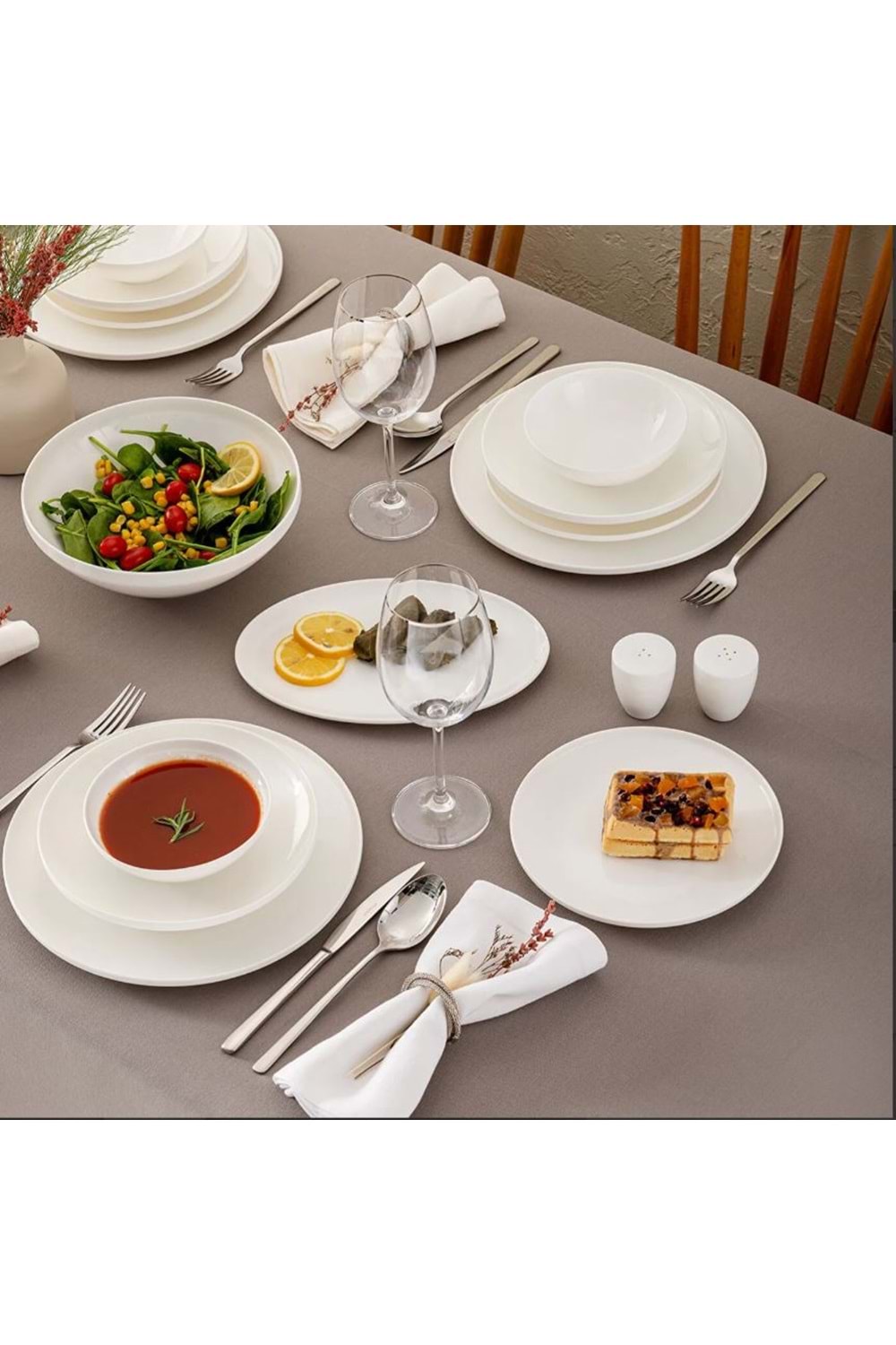 EMSAN ALYA BEYAZ 53 PARÇA 12 KİŞİLİK YEMEK TAKIMI