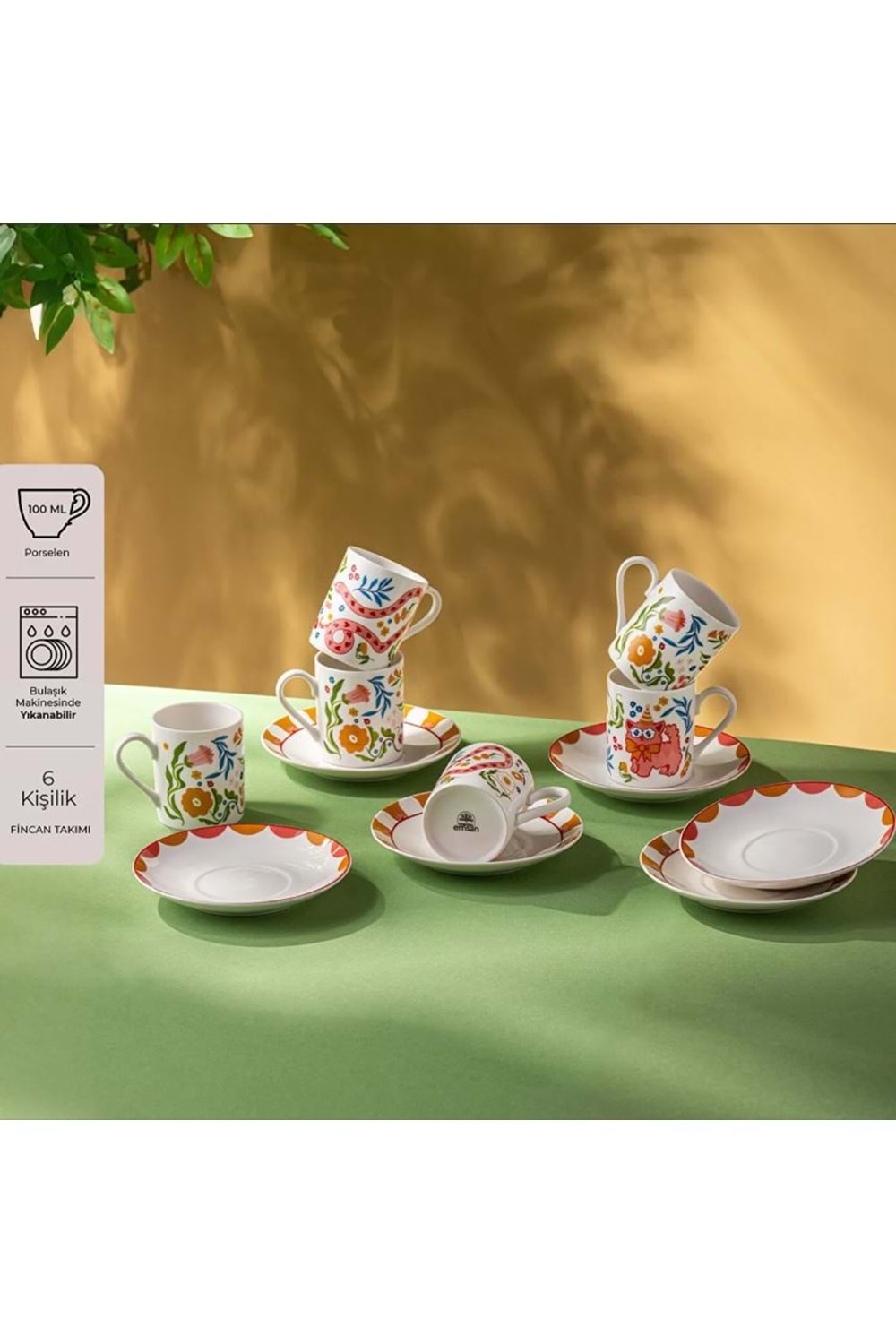 EMSAN CHEERFUL 6'LI KAHVE FİNCAN TAKIMI