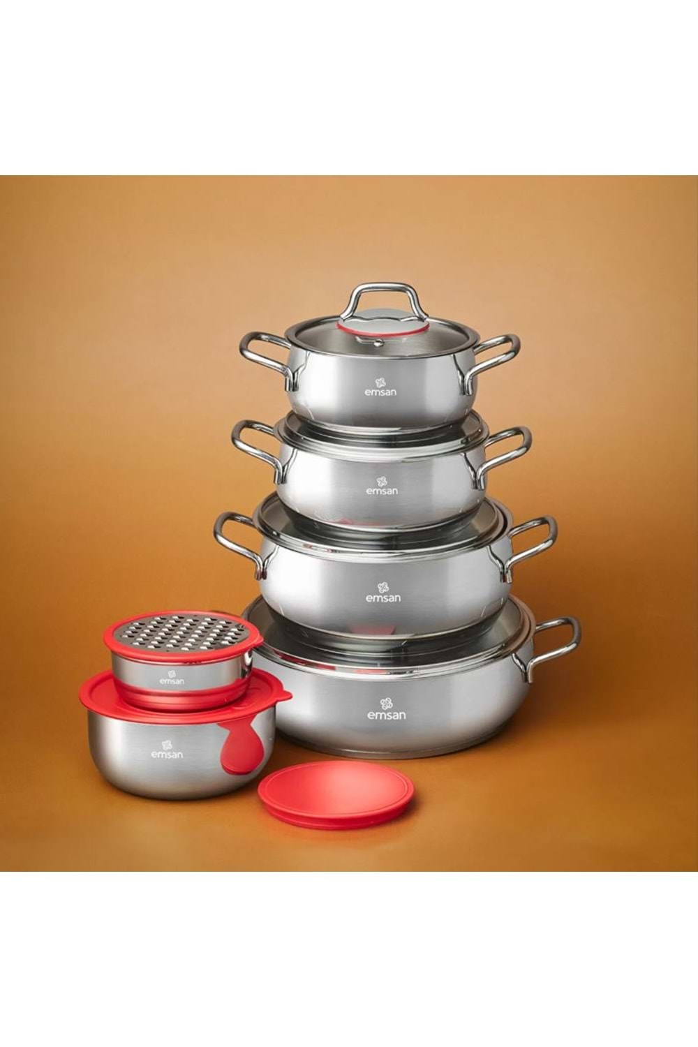 EMSANEMİRGAN XL 13 PARÇA ÇELİK TENCERE SETİ