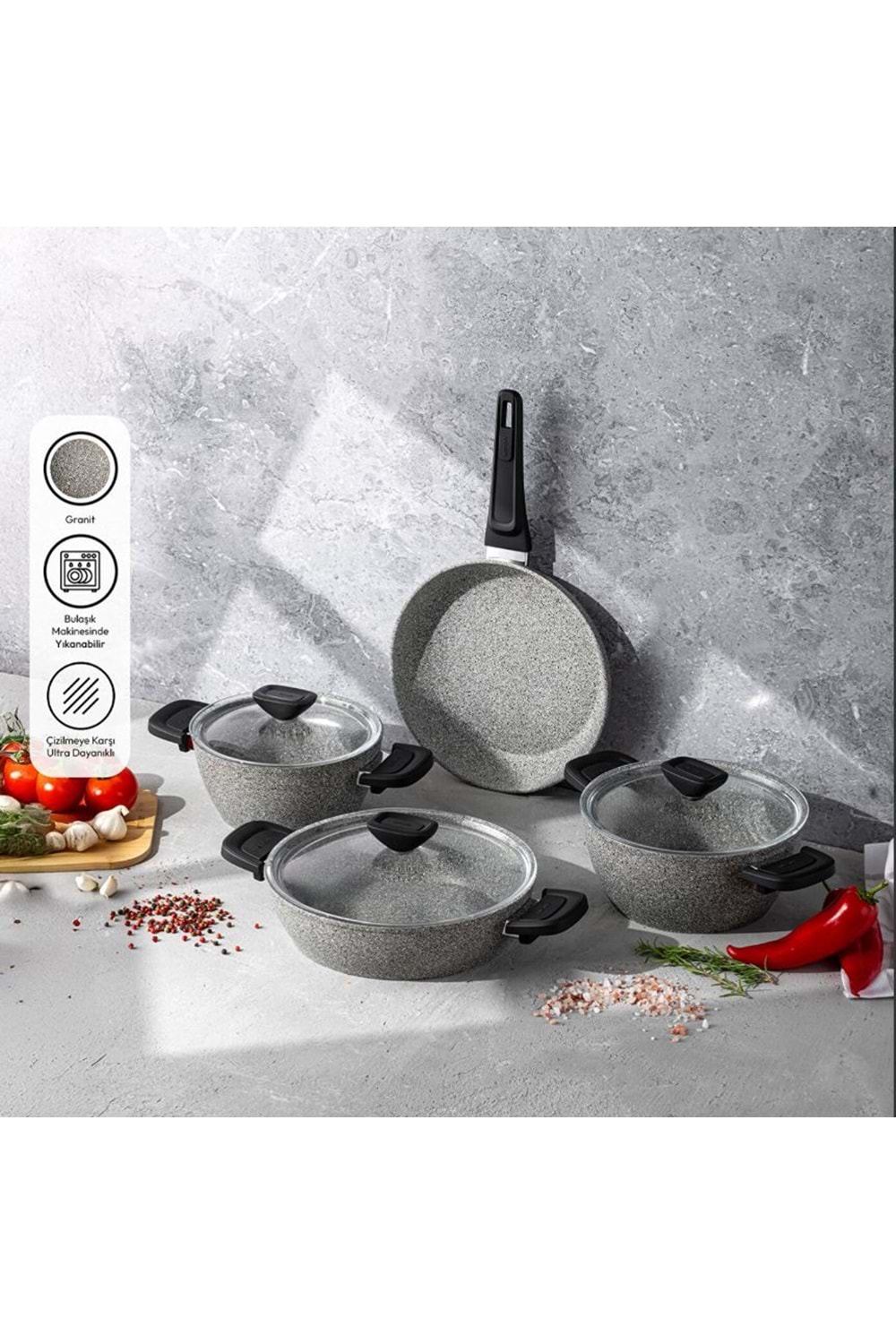 EMSAN FORTİS GRANİT TENCERE SETİ 7 PARÇA