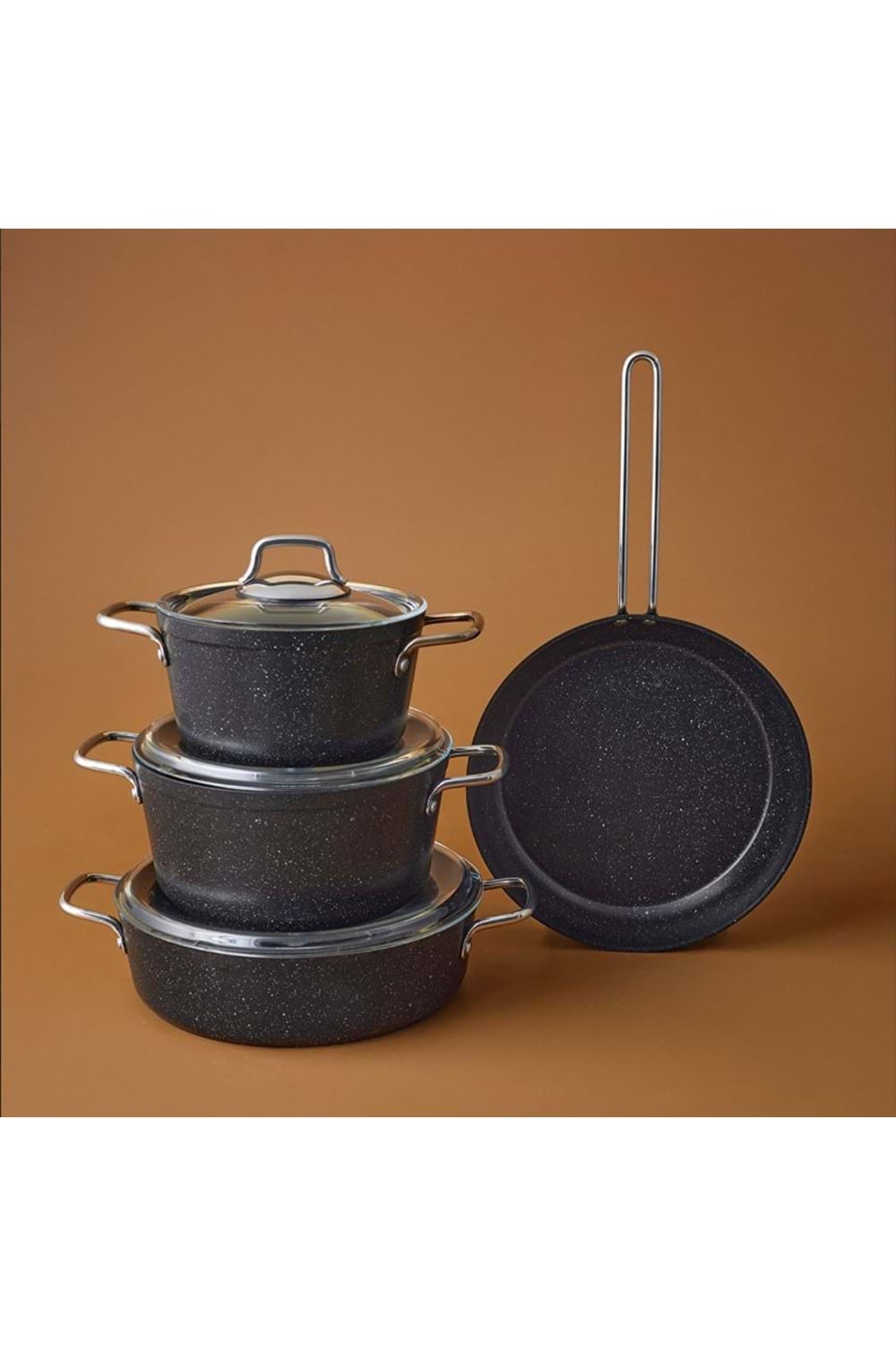 EMSAN BIOGRANIT DEFNE 7 PARÇA TENCERE SETİ SİYAH