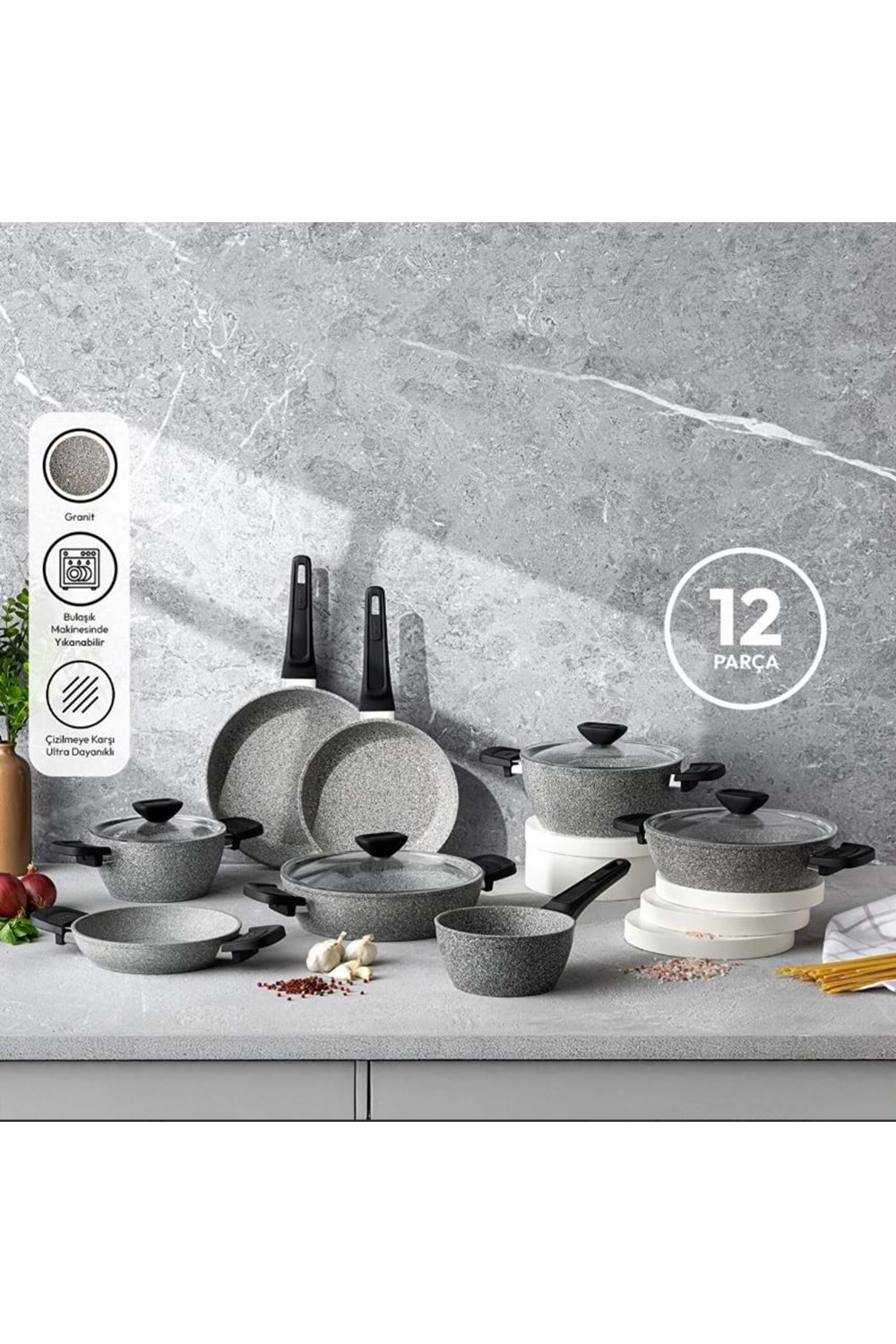 EMSAN FORTİS 12 PRÇ GRANİT TENCERE SET