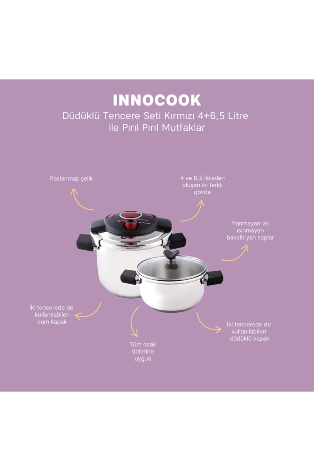 EMSAN INNOCOOK 4+6,5 LT DÜD. S.KIRMIZI