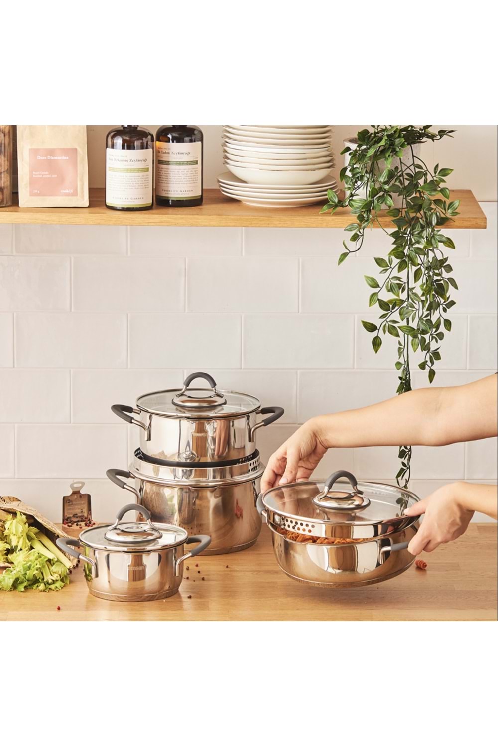 EMSAN UNIQUE 8 PRÇ ÇELİK TENCERE SETİ