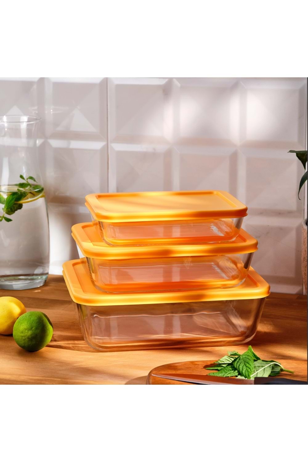 EMSAN DAISY 3'LÜ DİKDÖRTGEN SAKLAMA KABI