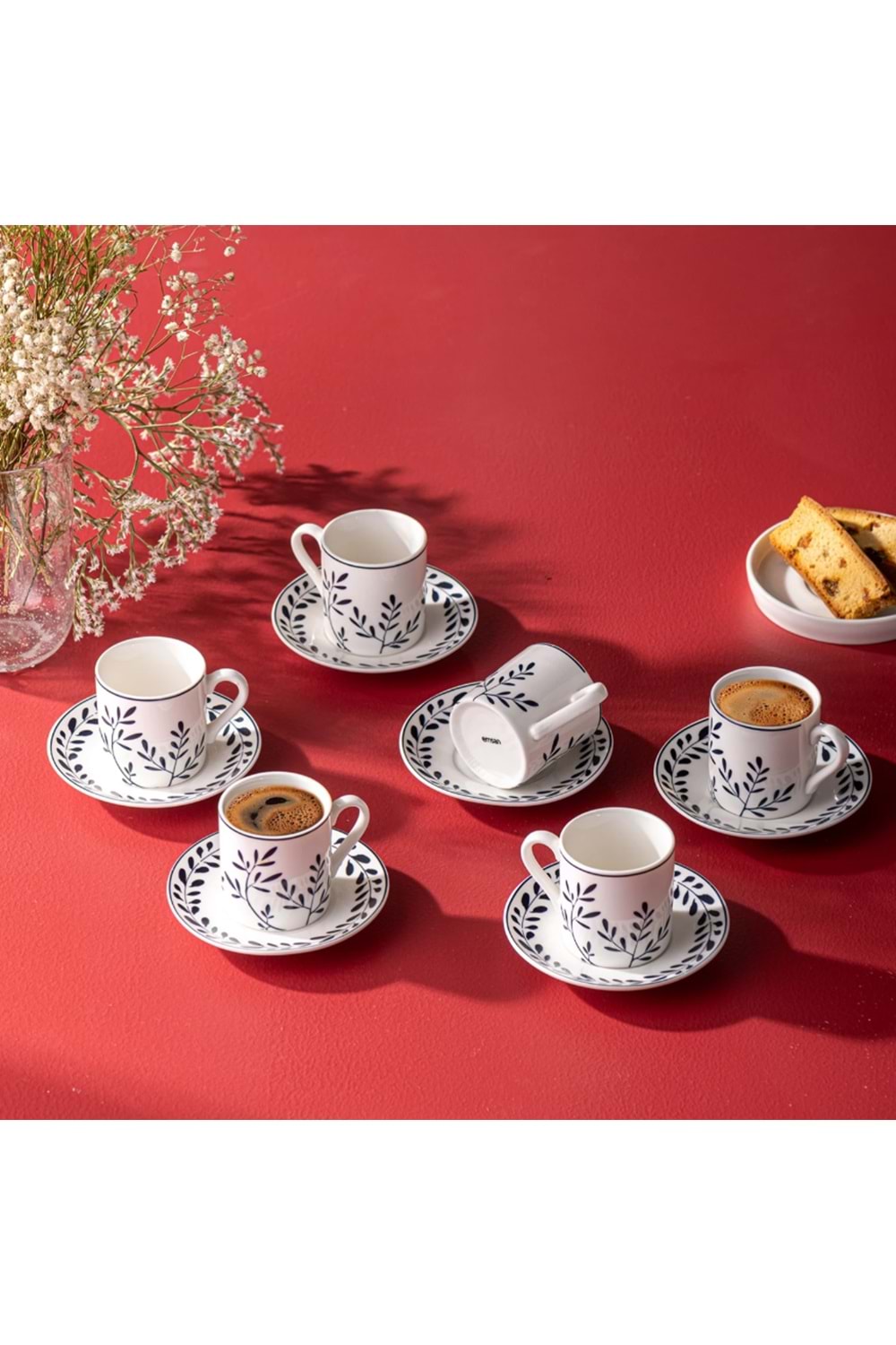 EMSAN IVY WREATH 6'LI KAHVE FİNCANI, MAVİ