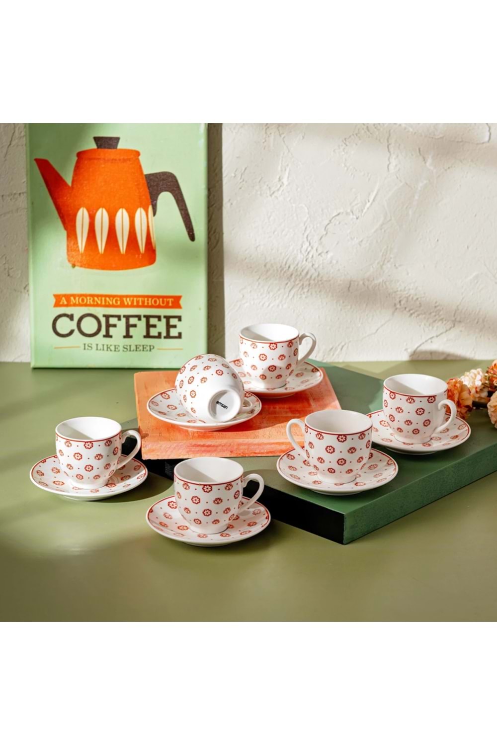 EMSAN NUIT NEW BONE 6 KİŞİLİK KAHVE FİNCANI, BORDO