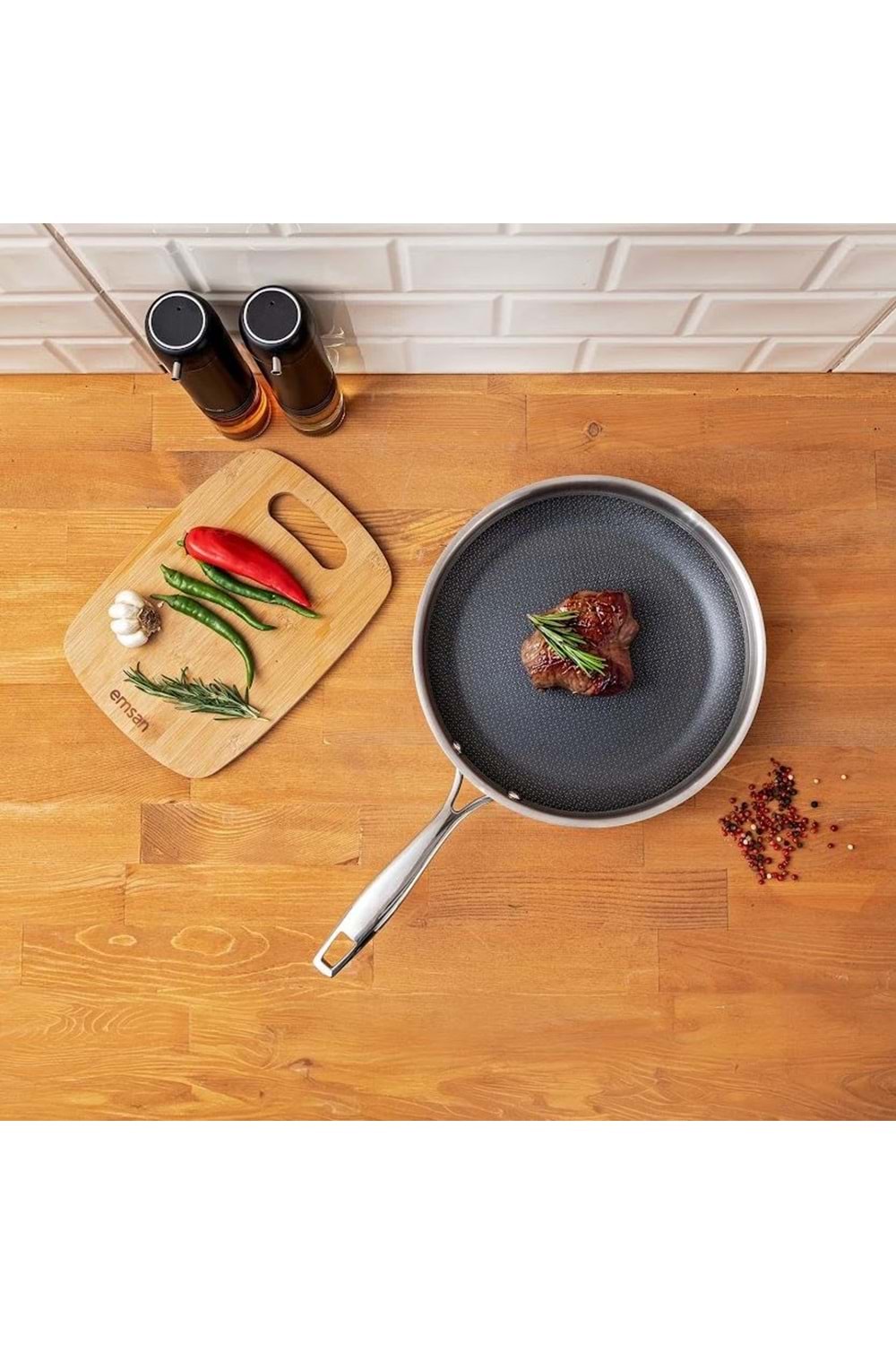 EMSAN PRO TRİ PLY TAVA 28 CM,ÇELİK