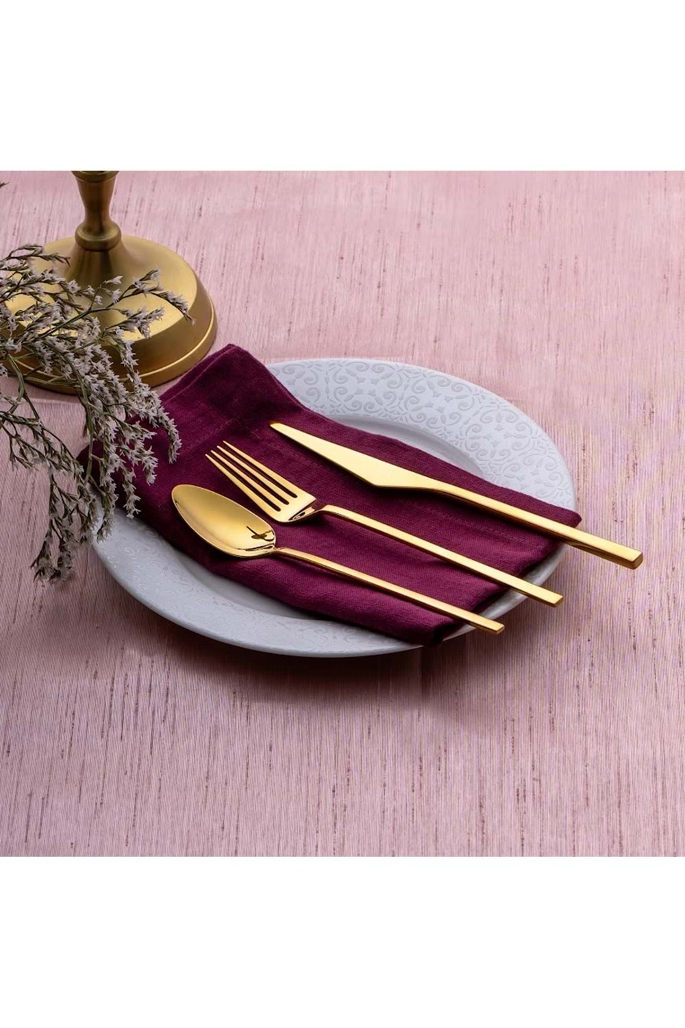 EMSAN ÇKB ALBA 18PRC PARLAK GOLD TATLI ÇATAL KAŞIK BIÇAK TAKIMI