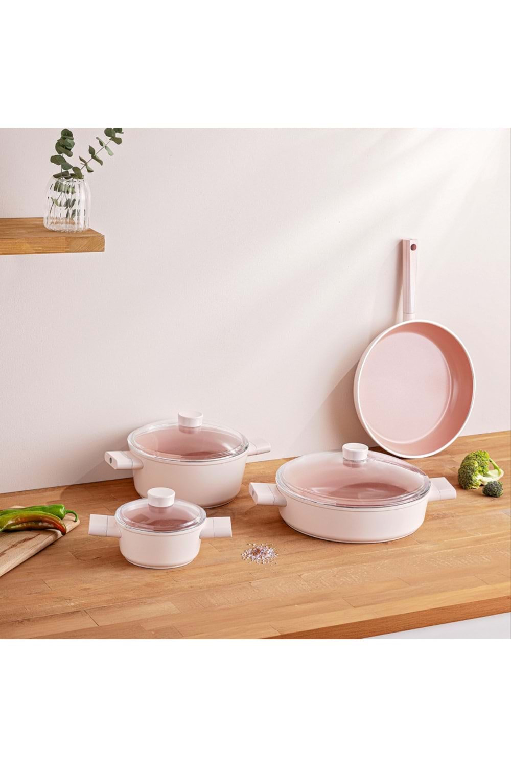 EMSAN SWISS CRYSTAL 7 PARÇA TENCERE SETİ PEMBE