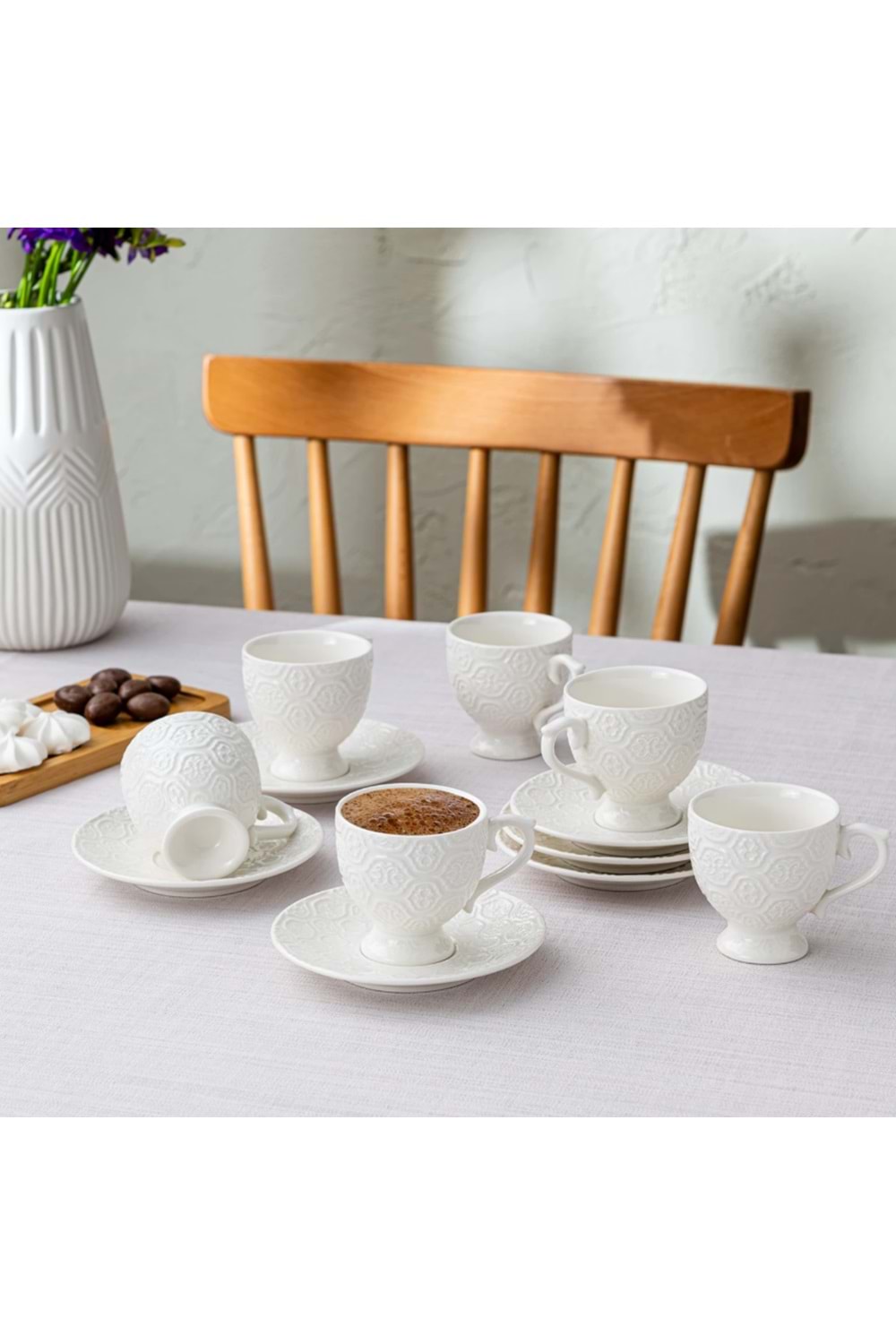 İSTANBUL PORSELEN HEMDEM 6'LI KAHVE FİNCANI, BEYAZ