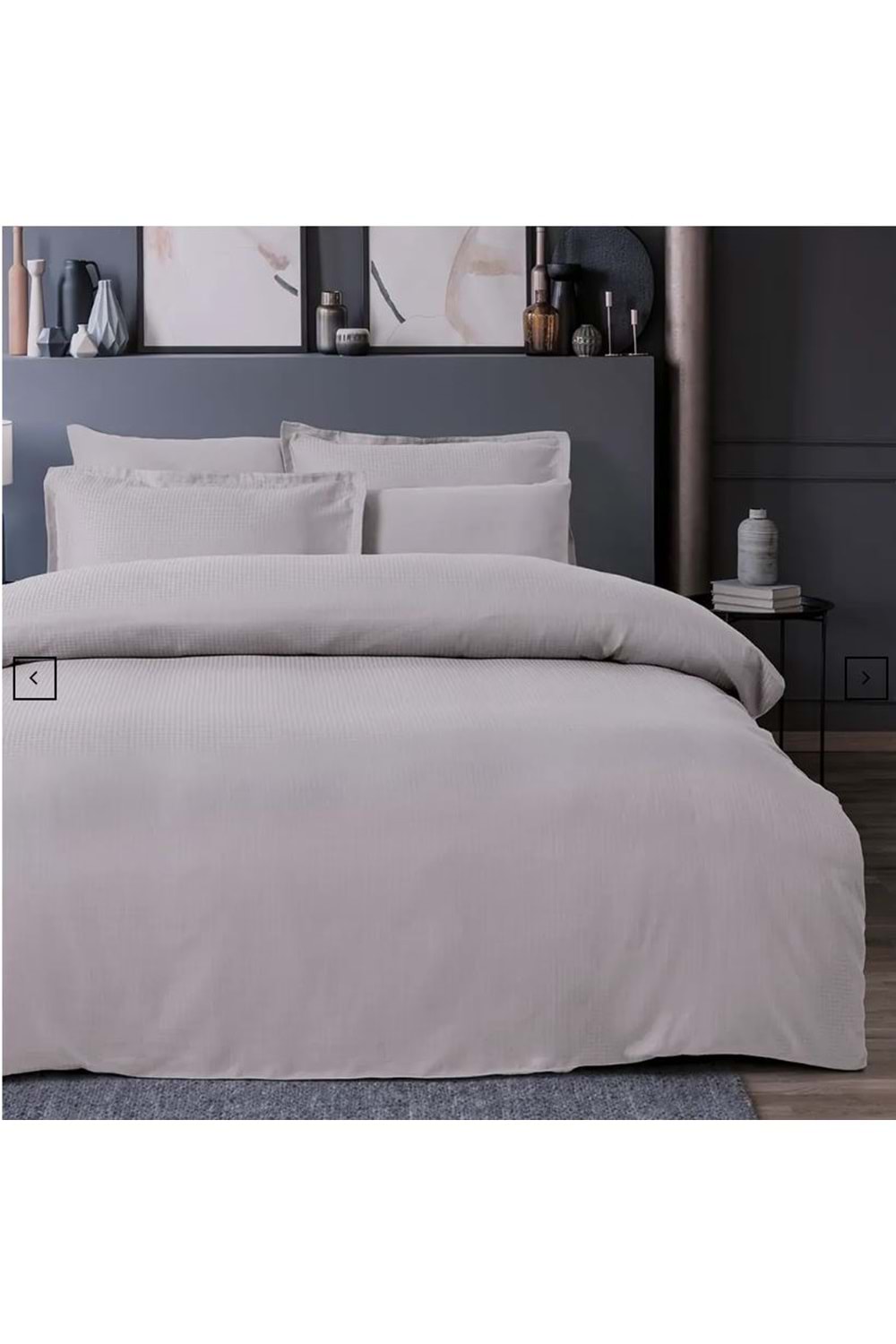 DIAMOND GRİ JAKARLI SATEN ÇİFT KİŞİLİK NEVRESİM TAKIMI 6 PARÇA