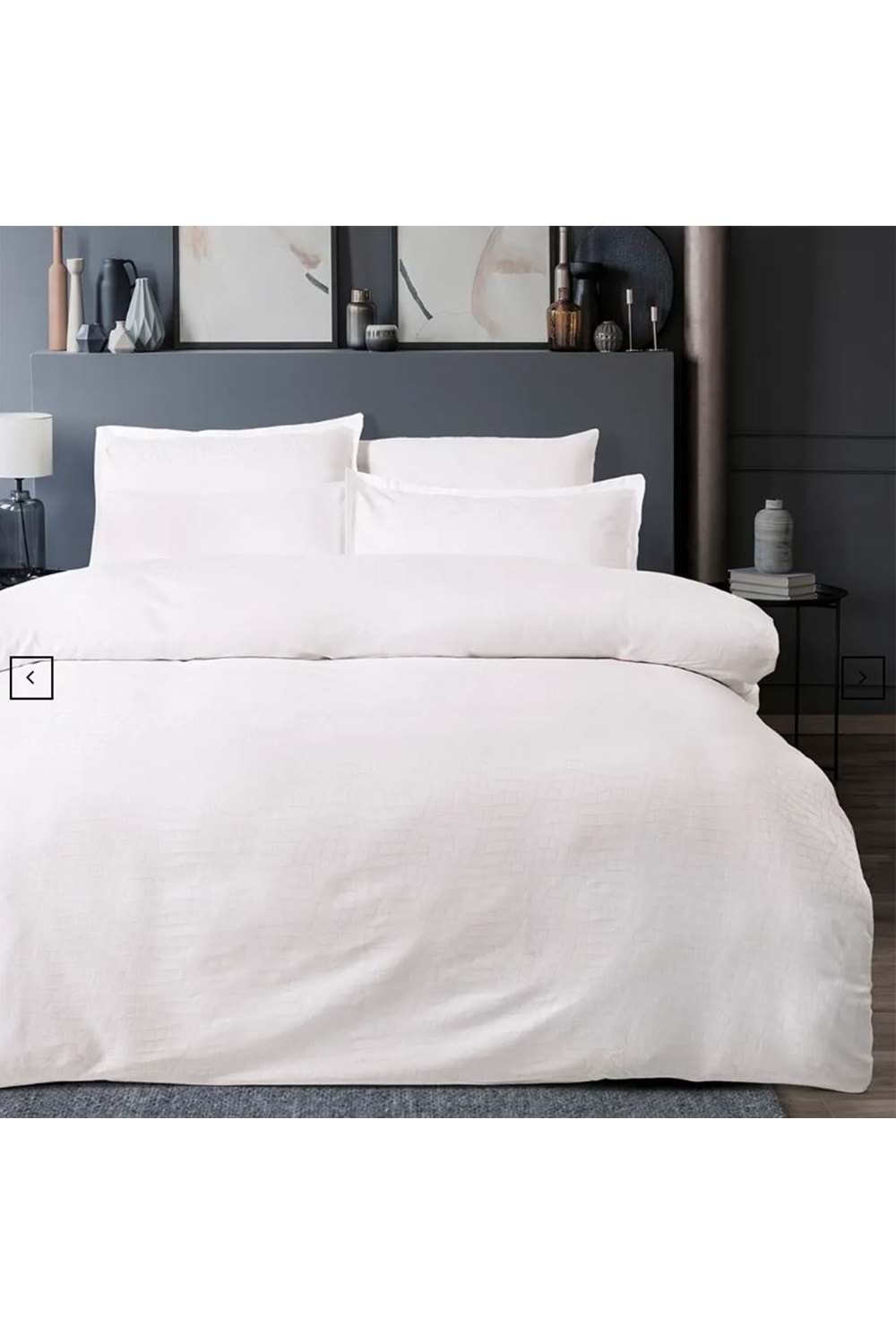 200X220 SATEN NEVRESİM TAKIMI ADELYA BEYAZ ARCANE