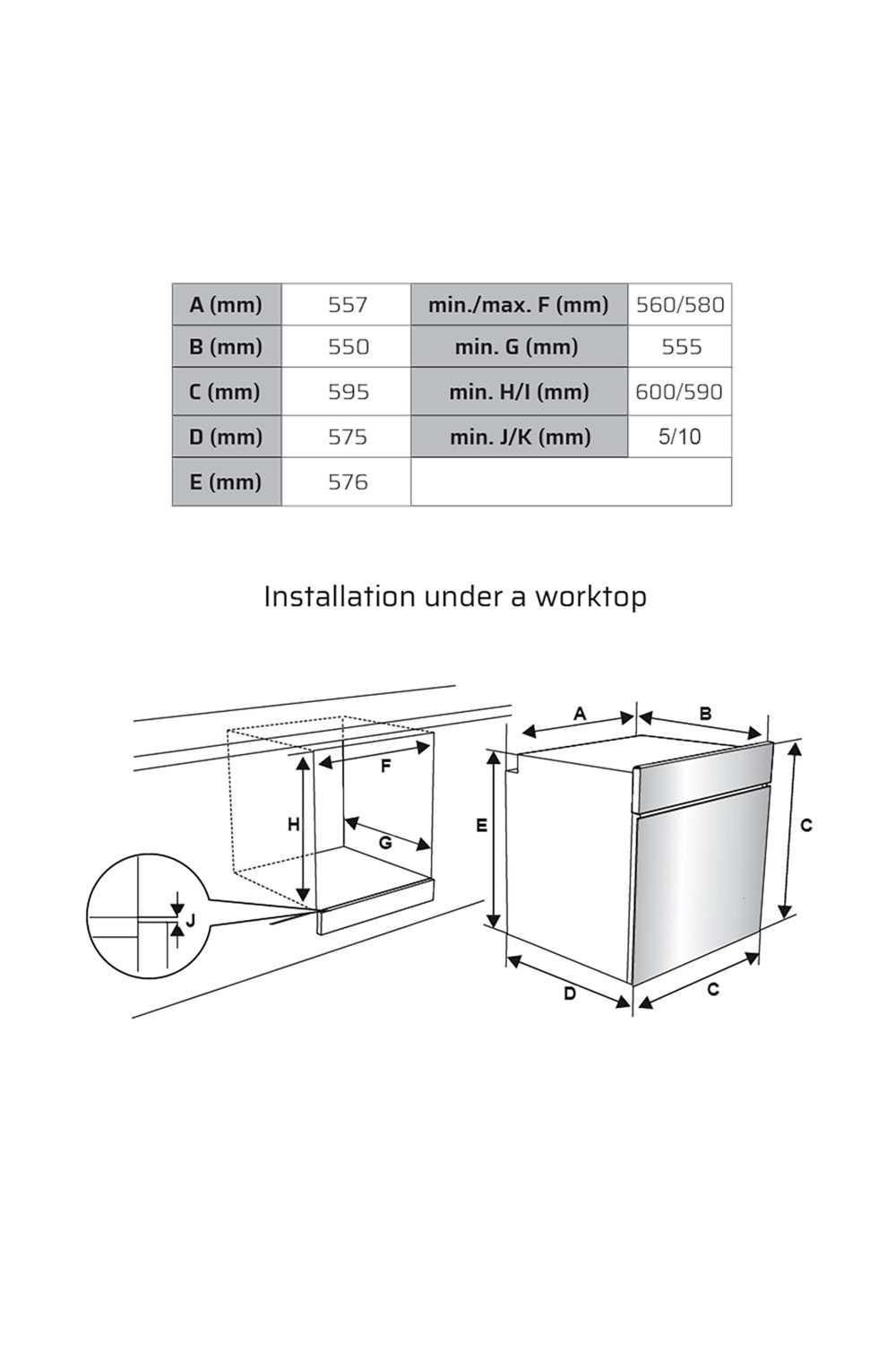SBM6510W3D VOX Ankastre Beyaz Fırın