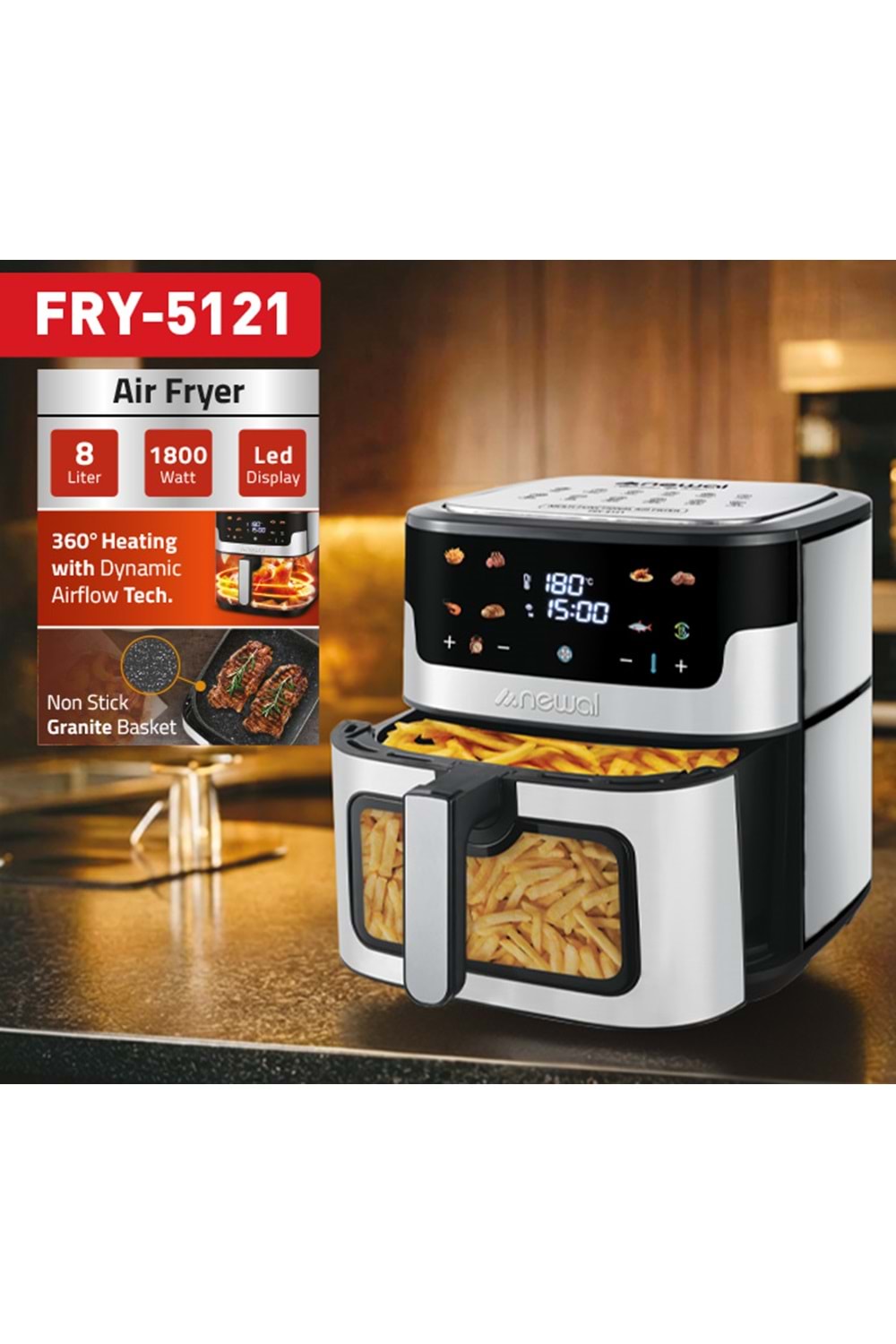 Newal FRY5121 Airfryer Dijital 8L