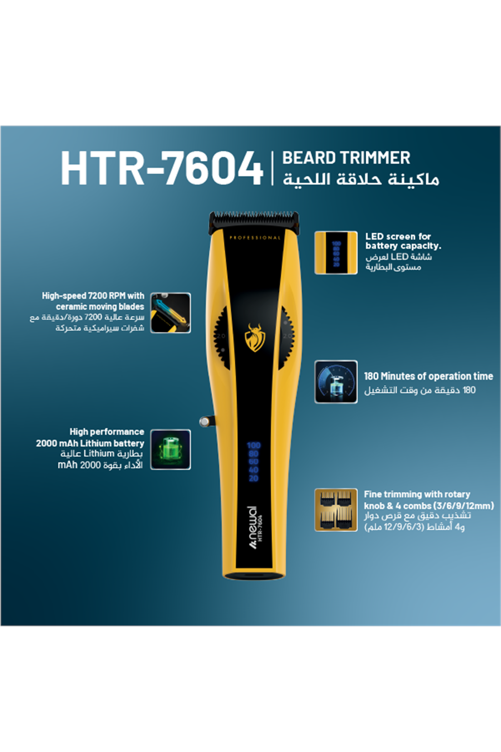 Newal HTR7604 Şarjlı Saç ve Sakal Tıraş Makinesi