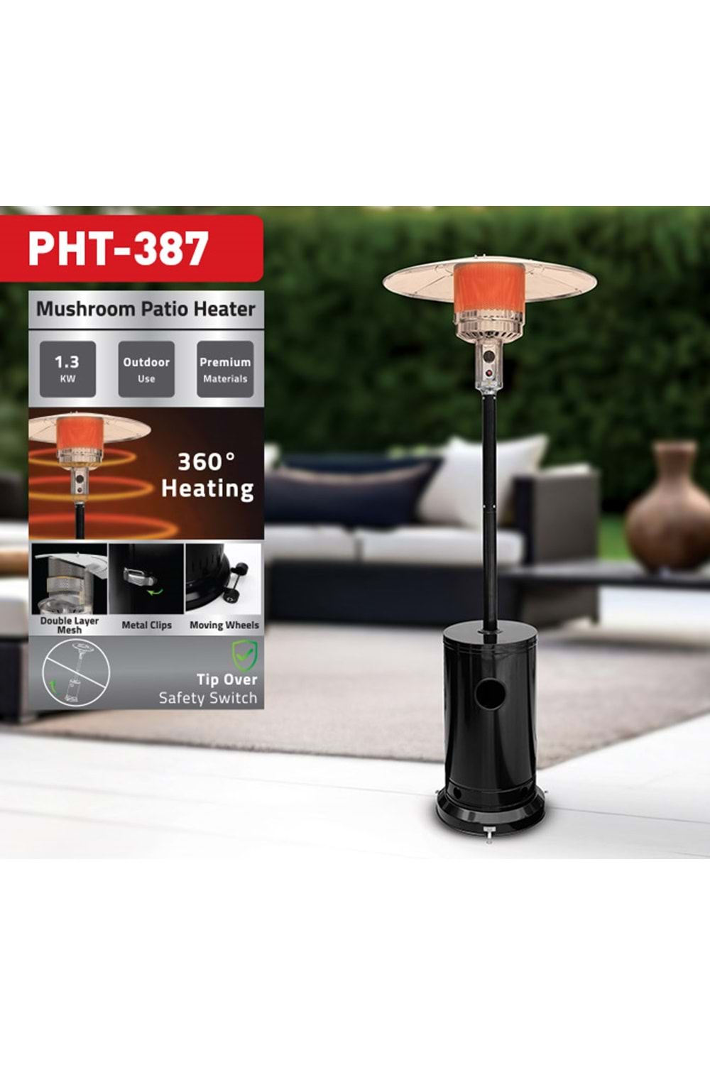 Newal PHT387 Mantar Patio Gazlı Dış Mekan Isıtıcı