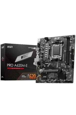 ANAKART MSI PRO A620M-E AM5 DDR5 6800(OC) HDMI, VGA, 1x M.2, USB3.2, G