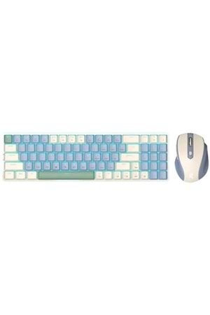 REDRAGON BS-8772CB WIRELESS KEYBOARD AND MOUSE - Cream/Blue US LAYOUT