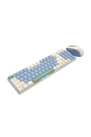 REDRAGON BS-8772CB WIRELESS KEYBOARD AND MOUSE - Cream/Blue US LAYOUT