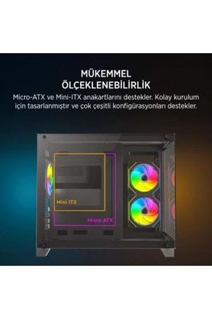 Kasa James Donkey Stark S700 3xARGB Temperli Cam 750W 80+ Bronze mATX