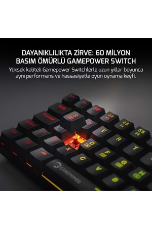 Klavye Gamepower Lyra Rgb 60m Mekanik Red Switch Siyah