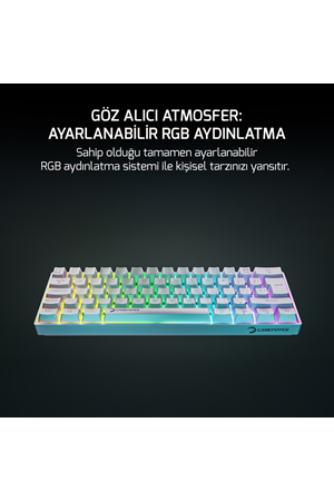 Klavye Gamepower Lyra Rgb 60m Mekanik Blue Switch Beyaz