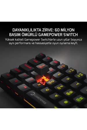 Klavye Gamepower Lyra Rgb 60m Mekanik Blue Switch Siyah
