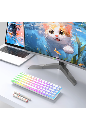 MageGee MK-BOX Pudding 68 Tuş RGB Red Switch Kablolu Beyaz Kablolu