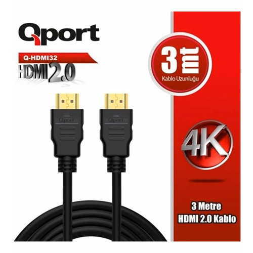 Kablo Qport Q-Hdmi32 3Mt Hdmi 2.0 4K Kablo