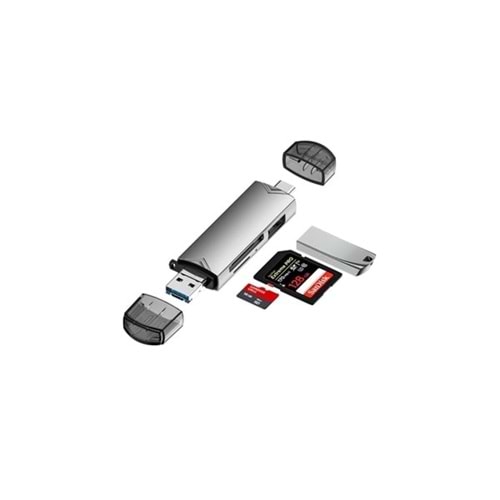 KART OKUYUCU TYPE-C+ USB 2.0 Hub - 1xSD, 1xMicroSD, 1xUSB Hub D-398