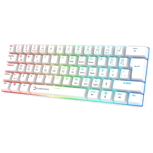 Klavye Gamepower Lyra Rgb 60m Mekanik Red Switch Beyaz