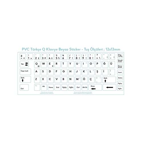 Klavye Etiketi Türkçe Turkish Sticker Beyaz