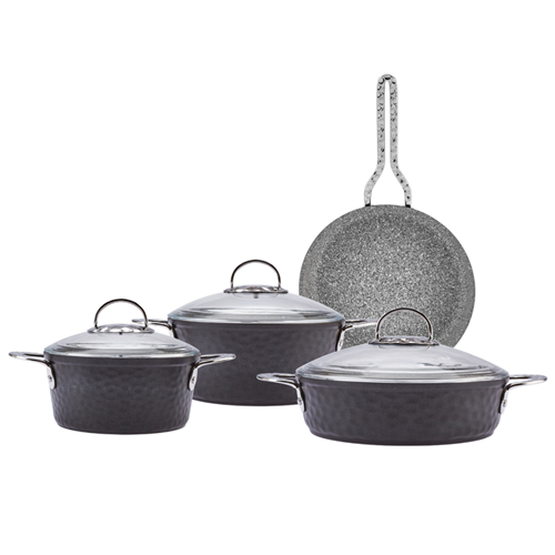 EMS NOSTALJİ 7 PARÇA GRANİT İNDÜKSUYON UYUMLU SİYAH