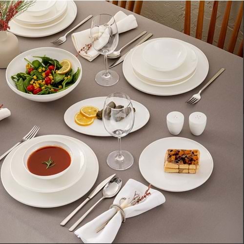 EMSAN ALYA BEYAZ 53 PARÇA 12 KİŞİLİK YEMEK TAKIMI