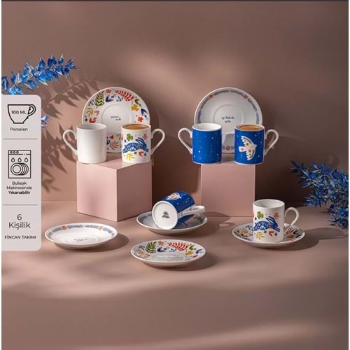 EMSAN LUCKY 6'LI KAHVE FİNCAN TAKIMI