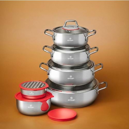 EMSANEMİRGAN XL 13 PARÇA ÇELİK TENCERE SETİ