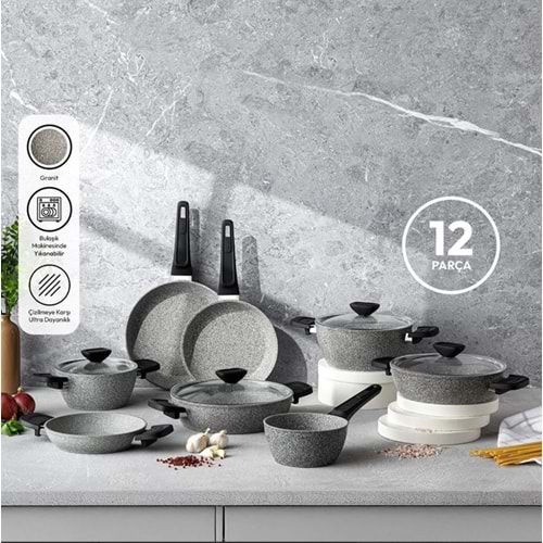 EMSAN FORTİS 12 PRÇ GRANİT TENCERE SET