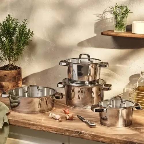 EMSAN KONİK 8 PARÇA TENCERE SETİ, ÇELİK