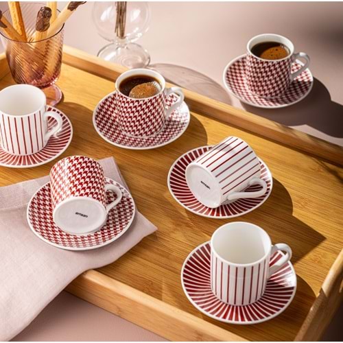 EMSAN FERNANDA 6'LI KAHVE FİNCAN, BORDO