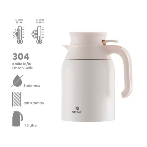 EMSAN CLASS TERMOS, 1,5 LT, KREM