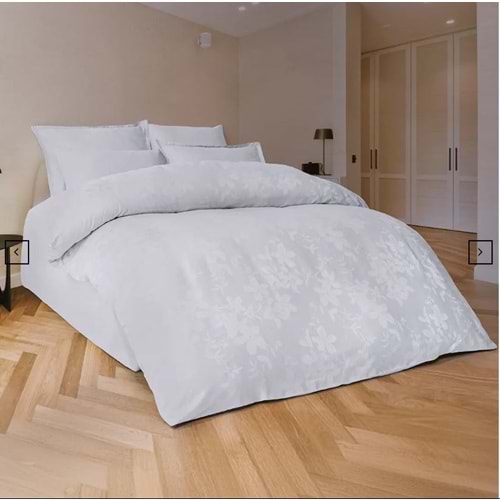 PERLE A.GRİ JAKARLI SATEN ÇİFT KİŞİLİK NEVRESİM TAKIMI 6 PARÇA