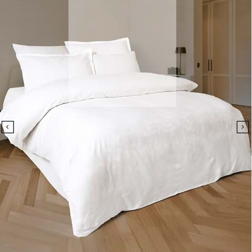 PERLE BEYAZ JAKARLI SATEN ÇİFT KİŞİLİK NEVRESİM TAKIMI 6 PARÇA