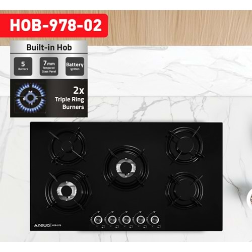 Newal HOB978/2 Ankastre Siyah Ocak 90cm