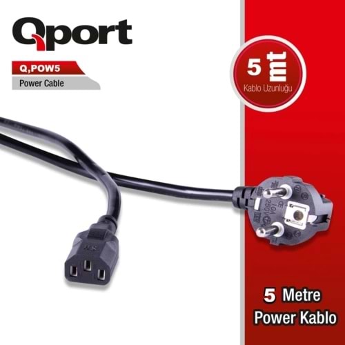 Kablo Qport Q-Pow5 5Mt Pc Power Kablosu