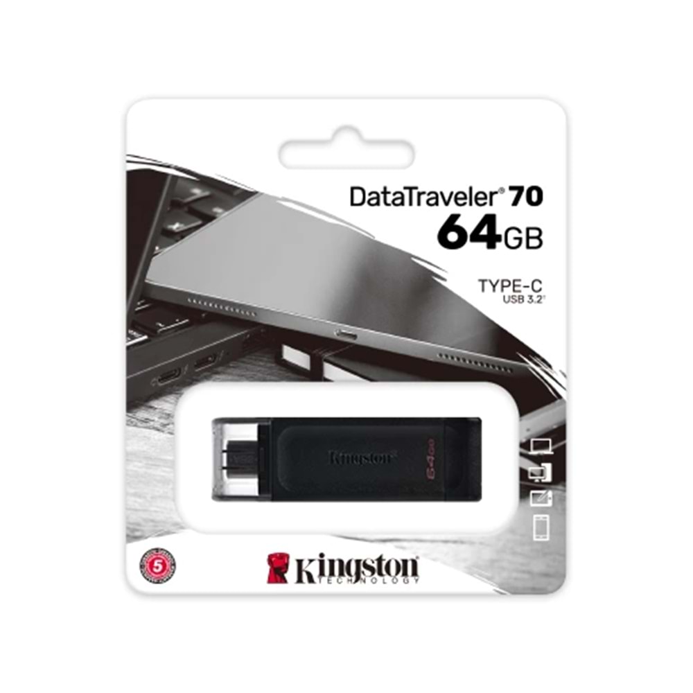 Usb Bellek Kıngston 64Gb Usb-C 3.2 Gen1 Dt70/64Gb