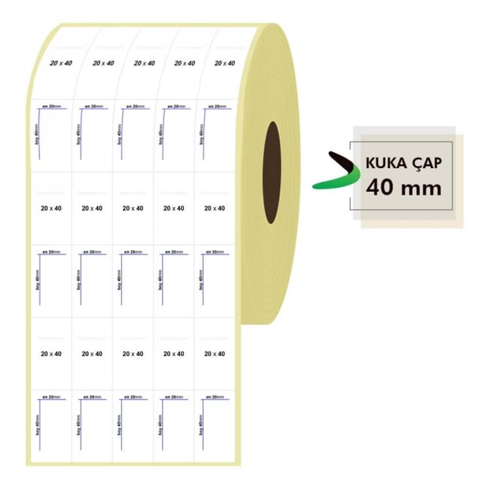 Rulo Kağıt Termal Etiket 20Mm X 40Mm 5 Sıra 4550 Adet